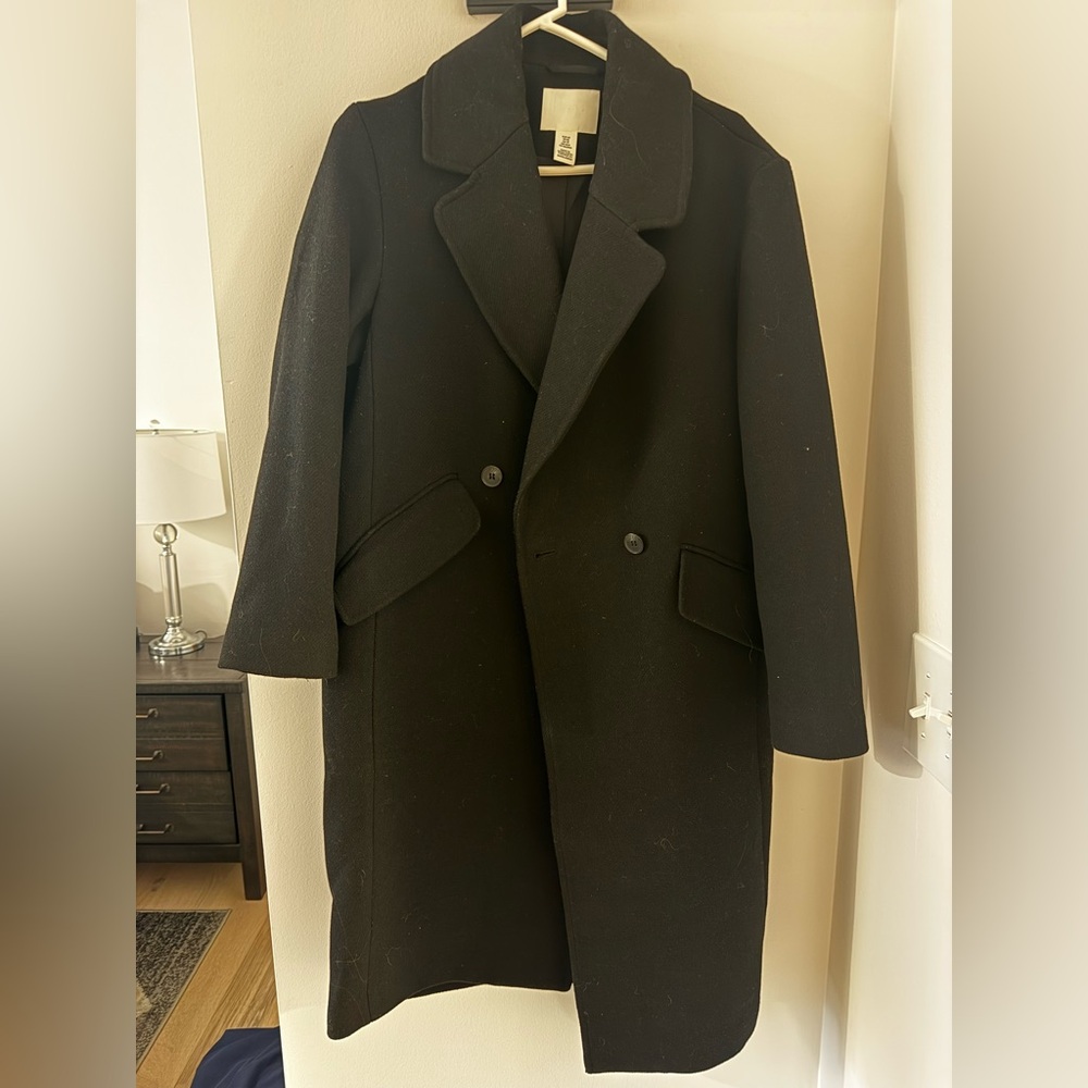 H&M Black Wool Blend Coat